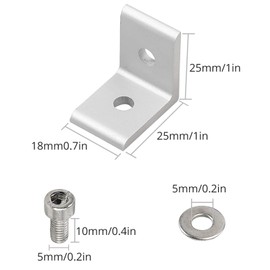 10 x Corner Angle Mounting Material for 2020 Groove 6 Grid Struts Aluminium Profile L Shape European Standard Aluminium Profile Accessories in Silver with 4 mm Allen Key