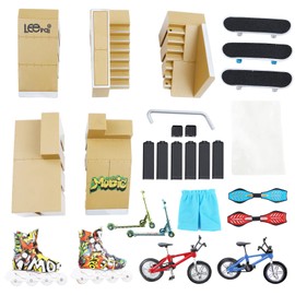 PLSOPPKG Skate Park Kit Ramp Parts for Finger Skateboard Park Kit Part Training Props with Finger Skateboards Finger Bikes Skates and Scooters and More (5 Parts)