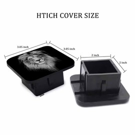 Beabes Trailer Hitch Cover Plug Lion, African Animal Lion Head Trailer Hitch Cover Plug Cap Insert Fits 2" Receivers Black Receiver Tube Hitch Plug for RVs SUVs and Cars
