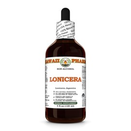 Lonicera (Lonicera Japonica) Dry Flower Glycerite, Made in Hawaii, All Natural, Vegan, Lab Tested Alcohol-Free Liquid Extract - 4 fl.oz