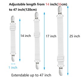 Quanzhou Chenchenchen E-Commerce Co.,Ltd 10 pcs Adjustable Bed Sheet Straps,Bed Sheet Clips, Elastic Bed Fitted Sheet Holder,Fitted Sheet Straps Clips,Sheet Fastener Suspenders to Hold Sheet ,Mattress Covers,Sofa Cushion,Table Clothing,White