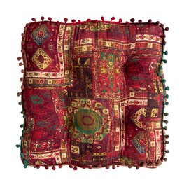 vctops Christmas Red Bohemian Patchwork Square Chair Seat Cushions for Dining Kitchen Office Chairs Patio Soft Cotton Linen Chair Pads (Red,16"x16")