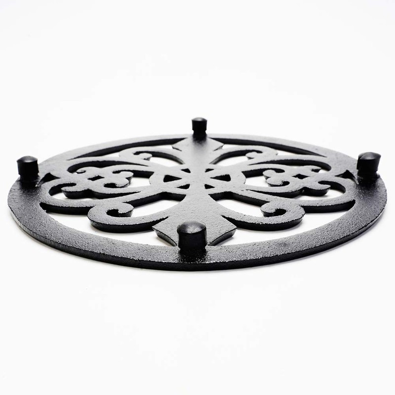 Sungmor Heavy Duty Cast Iron Round Metal Trivet,Rustproof Black Racks