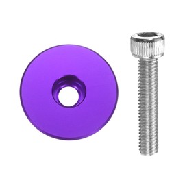sourcing map 2pcs Bicycle Headset Stem Top Cap 1-1/4" (31.8mm) OD Aluminum Alloy Cycling Headset Stem Cover with M6 Bolt for Mountain Bikes Road Bikes MTB, Purple