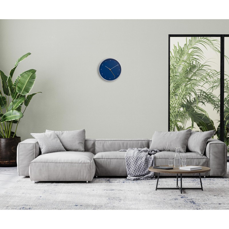 Kiera Grace Wall Clock, 12 Inch, Temple Blue Simple Modern