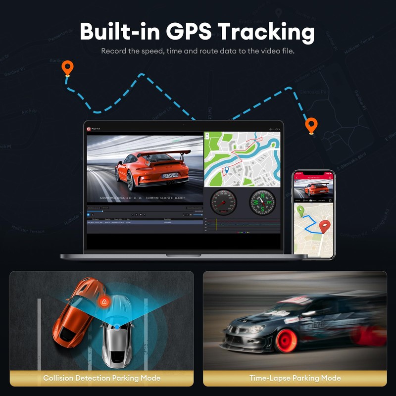 LINGDU Dash Cam 5K with Voice Control, 5G WiFi APP