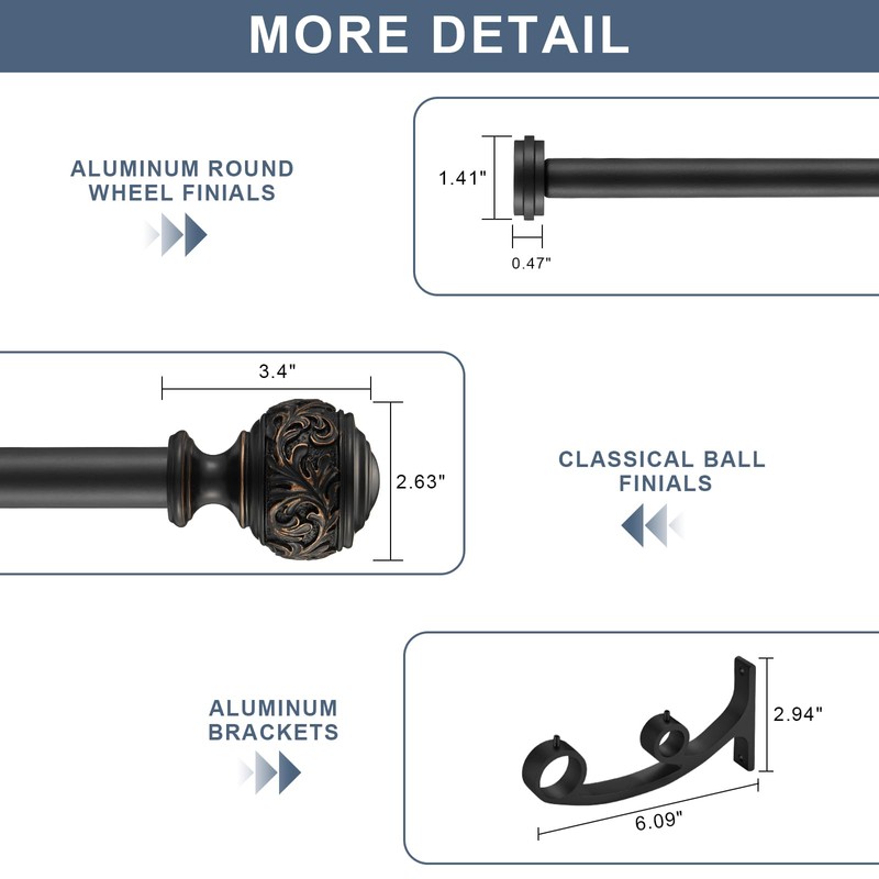 Double Curtain Rod, 1 inch Window Telescoping Drapery Double Rod