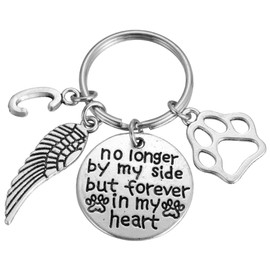 Dog and Cat Memorial Keychain Initial C Paw Prints Sympathy Keyring for Pet Loss Remembrance Gift for a Grieving Pet Owner Little Keepsake for Doggy Puppy Kitty
