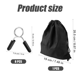 8pcs 1 Inch Barbell Clamps, Stainless Steel Weight Bar & Fitness Bar Clips with Storage Bag Spring Collar Clips for Weight Lifting Dumbbell Gym Equipment Strength Training Accessory