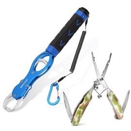 SANLIKE Fish Lip Gripper Fish Scales Stainless Steel Fishing Braid Line Scissors Fish Lip Grip Tool with Weight Scale Professional Fish Holder Fishing Hook Remover Tools