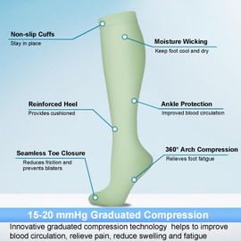 Compression Socks for Women&Men 15-20 mmHg (8 Pairs)-Best for Travel,Medical,Nursing