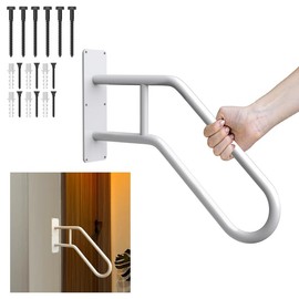 Handrails for Outdoor Steps, 28.7” Safety Grab Bars for Stairs, Sturdy Wall Mount Handrail, Stainless Steel U-Shaped Handrail, Railings for 1-3 Steps, Stair Handrails for Garage, Porch, Garden,White