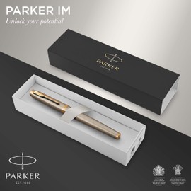 PARKER IM Rollerball Pen, Brushed Metal with Fine Point Black Ink Refill, Gift Box (1931663)