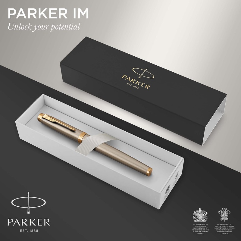 PARKER IM Rollerball Pen, Brushed Metal with Fine Point Black