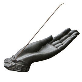 Ceramic Incense Holder for Sticks - Incense Burner Holder Zen Decor with Buddha Hand Design Protection from Evil - 10.2" L X 2.5" W X 1.2" H