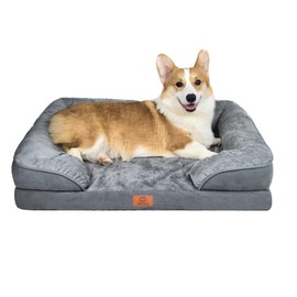 HIKTACO Dog Bed for Medium Size Dogs with Removable Washable Cover Pet Bed Large Orthopedic Dogs Bed with Sides Egg-Crate Foam Dog Couch Waterproof Memory Foam Non-Slip Bottom-S(28'*20')-Grey
