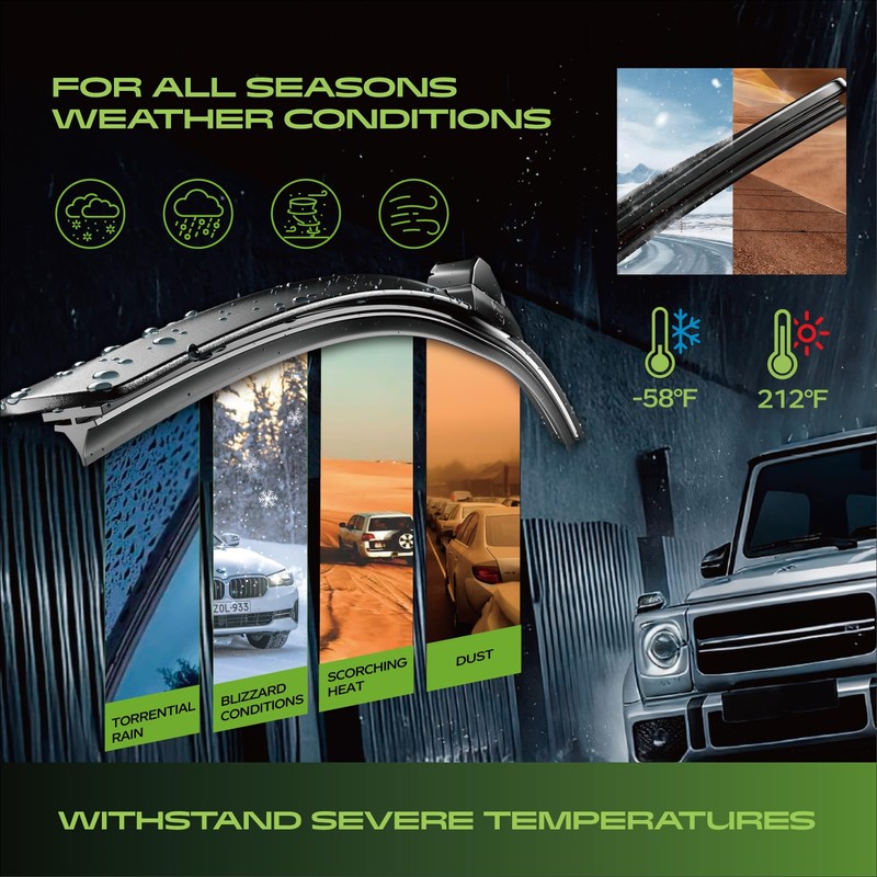 TOSTMOLT 3pcs Front+Rear Direct Fit Windshield Wiper Blades Compatible With