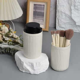 BosilunLife Beige Soap Dispenser Set - 2 Pack 12oz Ceramic Dish Soap Dispenser with Rust Proof Pump for Kitchen, Hand Soap and Lotion Set Suitable for Farmhouse Bathroom Decor with Waterproof Labels