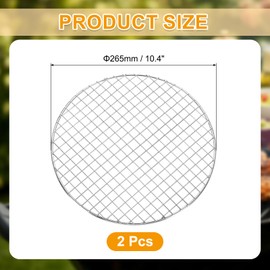 sourcing map 2 Pcs Round Cooking Rack, Dia 10.4 Inch Stainless Steel Grill Grate Cross Wire Barbecue Grill for Cooking Baking Air Fryer Racks, Silver