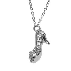 Fine 925 Sterling Silver stylish stiletto high heel shoe Pendant with 16"+2" extension Necklace