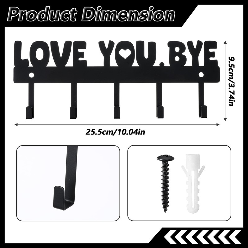 LIQWEI Key Holder Wall Mount, Large 'Love You.Bye' Entryway Organizer