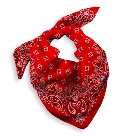EVERY-VILLE Where EVERYone is Welcome 1 Pack 100% Cotton Red Bandana for Men Women Gift Packaging - Cowboy Neckerchief Bandanna Scarf Accessories - Large Paisley Hair Face Covering