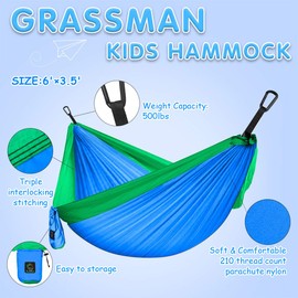 Kids Hammock for Camping, Portable Hammock for Child Girls Boys Toddlers, Ultralight Small Size Mini Hammocks with Straps and Carabiners for Indoor and Outdoor Camping and Patio