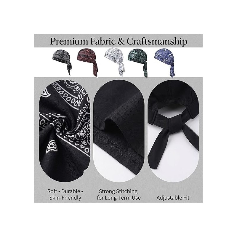 Paisley Cooling Head Scarf Cap Set, Motorcycle Pirate Head Wrap