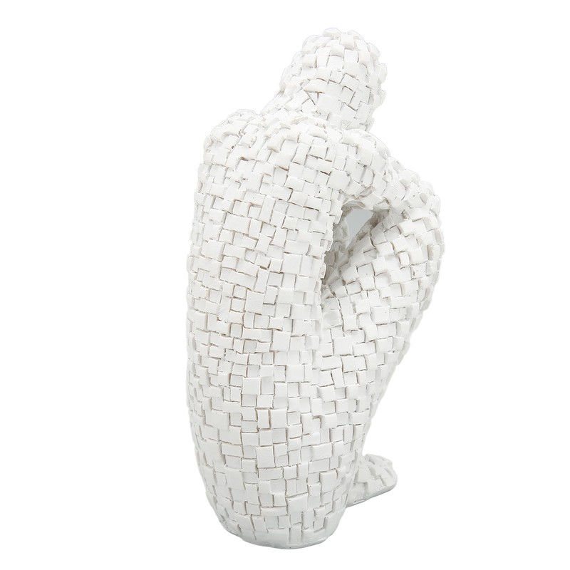 Abstract Mosaic Sculpture White Resin Eco Friendly Bookend Function Thinker