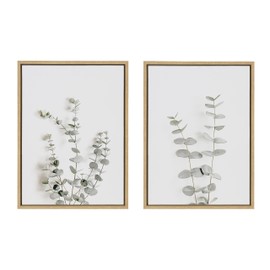 Kate and Laurel Sylvie Neutral Botanical Print No. 3 and 4 Framed Canvas Wall Art Set by The Creative Bunch Studio, Set of 2, 18x24 Natural, Decorative Botanical Art for Wall