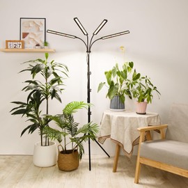 FOXGARDEN Grow Lights for Indoor Plants Full Spectrum with Tripod Stand, Tall Grow Lights for Indoor Growing with Flexible Gooseneck, Four-Head Plant Light with 4/8/12H Timer & 4 Brightness Levels