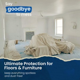 REDIBLUE Canvas Drop Cloth for Painting - Washable, Durable, Highly Absorbent Seamless Cotton Fabric, Multipurpose Protection for Floor, Carpet, Furniture, Indoor, Outdoor Use, 8oz, 9x12ft