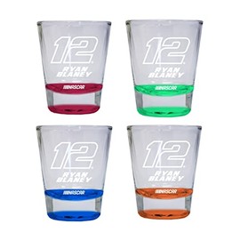 R and R Imports Nascar #12 Ryan Blaney Color Etched Shot Glasses New For 2022 Green