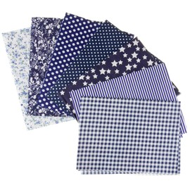 Faden & Nadel Fabric Set: 7 Patchwork Fabrics, 100% Cotton, 50 x 50 cm, Colour: Blue