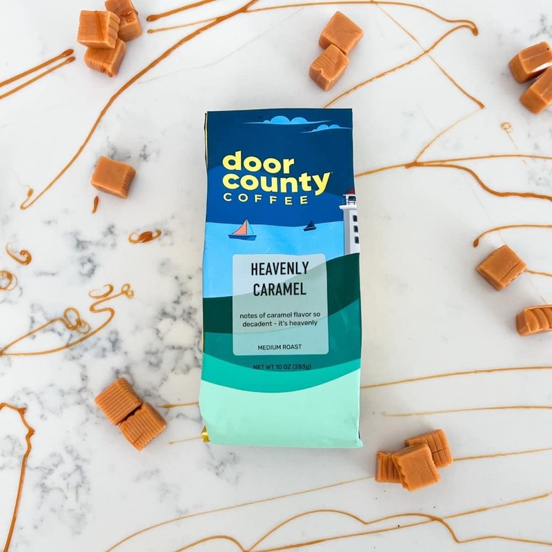Door County Coffee Heavenly Caramel Decaf Flavored Coffee - 10oz