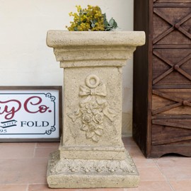 Christopher Knight Home Jorine 19" H Plant Stand, Lightweight Concrete Plant Stand, Pedestal Column Side Table, Indoor Outdoor Plants Standing for Entryway Garden Yard Home, No Assemly Needed, Sand