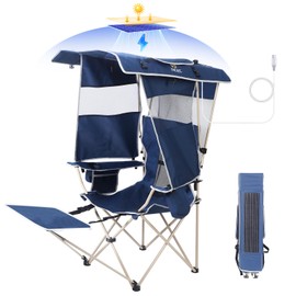 Nice C Chair with Canopy, Umbrella Chair, Chairs with Shade, Sports Chairs, USB, Type-C&DC Charging Cable Included, 30W Solar Panels, Removable Footrest&Cooler Bag (1 Navy)