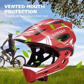 Lixada Kids Full Face Helmet Detachable Child Boys Girls Bike Helmet Protective Gear for Cycling Skateboarding Roller Skating Cycle Helmet 52-58cm