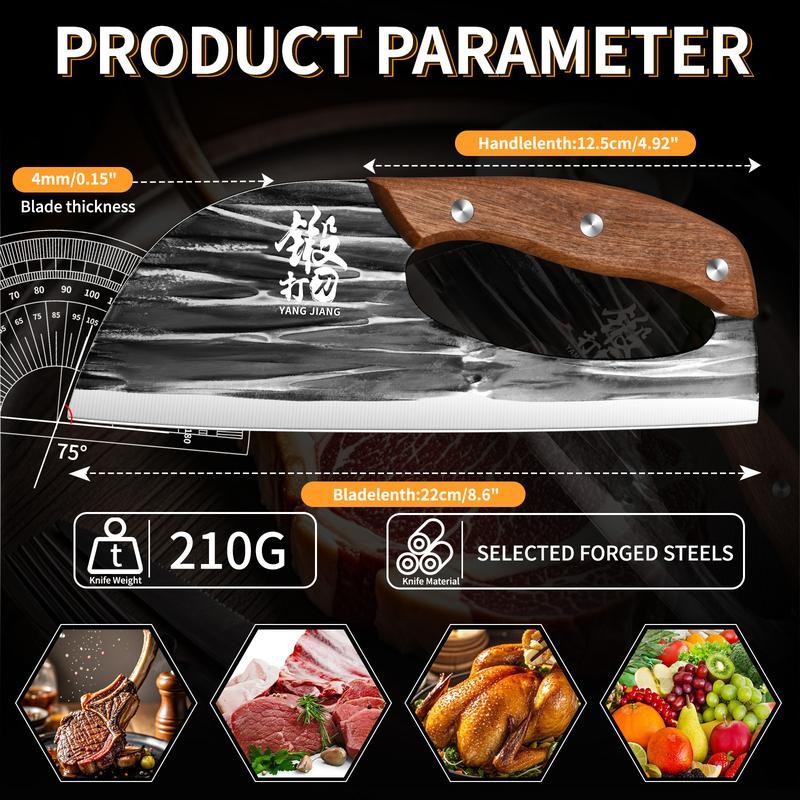 Rusted, Labour-Saving Full-Bladed Chopper Knife - Ergonomic Design for Cooking