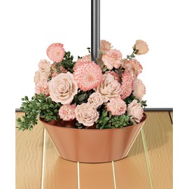 Koutemie 2-in-1 Umbrella Planter for Patio Table & Pole, Half Round Flower Planters Pots with Umbrella Hole Fits Poles Up to 2” Diameter, PVC Post Planter Wrap Around Umbrella for Garden, Brown