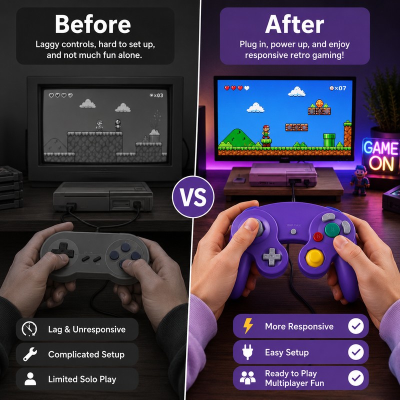 Wired GameCube Controller for Retro Gaming – Plug-and-Play Gamepad for