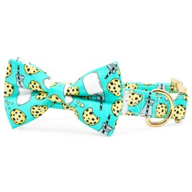 Dog Bow Tie Collar, Cookies & Milk Dog Collar Bowtie, Removable Bow Tie Accessory, Wedding/Birthday Dog Outfit, Medium 12-20 Inches