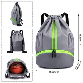 HUA ANGEL Lightweight Sports Backpack Women's Waterproof Unisex Sports Bag Basketball Bag with Wet Compartment Shoe Compartment for Swimming Travel Gym Yoga Basketball Football, Grey-1, travel