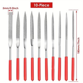 Guitar File Set, 10pcs Fret Nut Saddle Slot Pickguard Grinding Files Diamond Guitar Nut Fret Pin Needle File Luthier Repair Tool for Guitar Violin