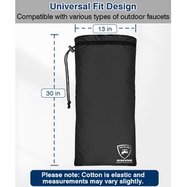 Mokeyder Enlarge Outdoor Faucet Cover for Winter Freeze Protection, 13” W x 30" H Hose Bib Covers Socks for Garden Lawn Faucets & Yard Hydrant, Reusable Long Insulated Spigot Cover, Black, 1 Pack
