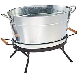 Tablecraft Beverage Tub Set, 6 Gallon, Galvanized/Black