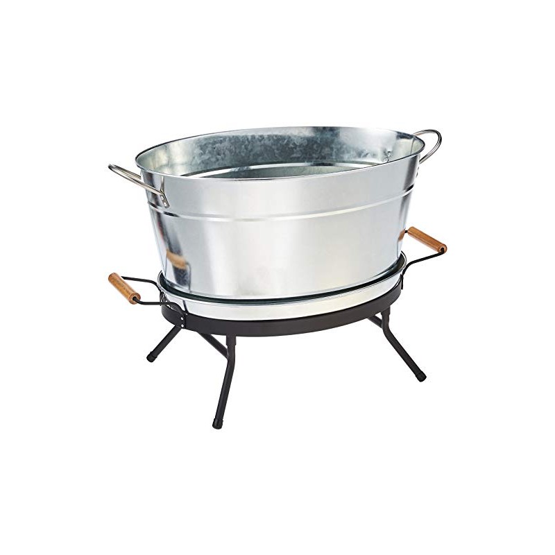 Tablecraft Beverage Tub Set, 6 Gallon, Galvanized/Black