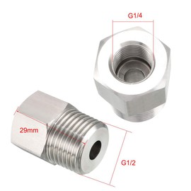 TA-VIGOR 1Pc Reducer Hex Bushing, 1/2 G Male to 1/4 G Female Stainless Steel Reducing Pipe Fitting Adapter for Water Oil Air Pressure Gauge, Pipe Connecting Conversion