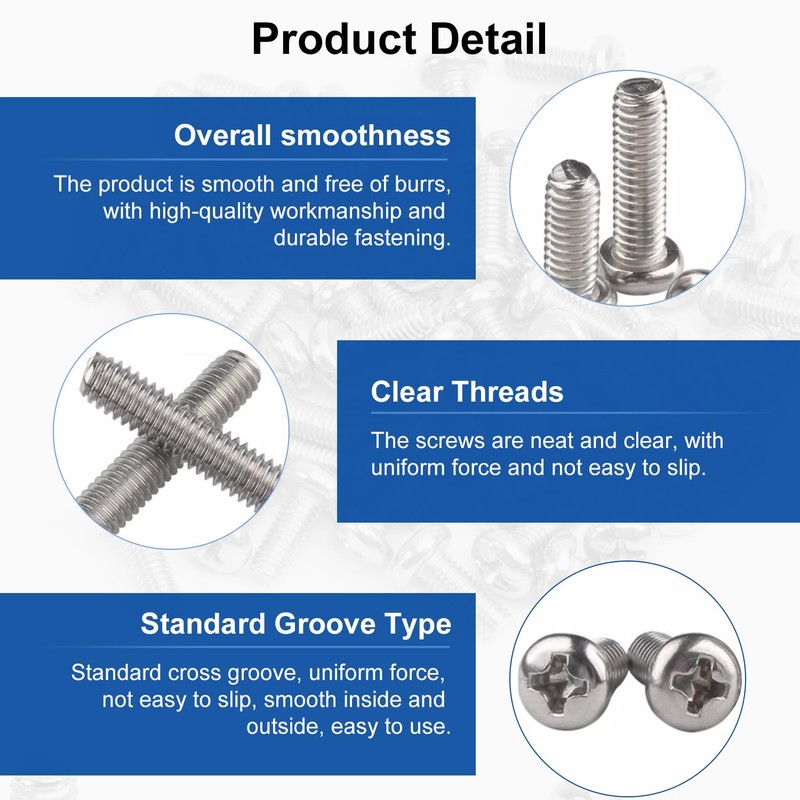 MroMax M3 x 60mm Machine Screws Phillips Head Screw 304