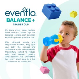 Evenflo Balance+ Trainer Cup with Ultra Soft Spout, Purple & Mint with Pink & Teal Handles, 5oz, 2 Pack, for 6+ Months